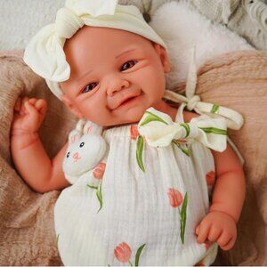 16.5 inch Realistic Full Body Silicone Open Eyes Newborn Leilani-nude Baby Girl